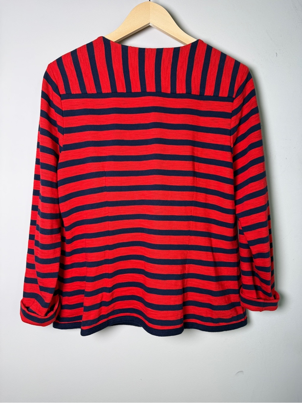 Cabi Red Navy Striped Cotton Button Blazer Nautical July 4 Coastal Preppy Size L - Picture 4 of 7